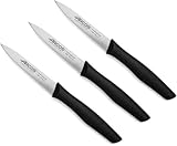 Arcos | Set 3 Schälmesser | Messer Arcos | Schälmesser | Kartoffelschälermesser | Edelstahl NITRUM | Klinge 100 mm | Ökologische Verpackung | Farbe Schwarz