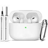 Inesore Compatible with Airpods Pro 2nd/1st Case Cover with Cleaner Kit,Silicone Protective Case for Apple Airpods Pro 2nd/1st Generation Charging Case with Keychain,for Women Men(White)