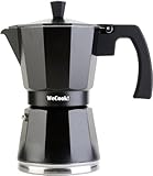 WECOOK! Luccia Espressomaschine Induktion, Espressokocher, Italienischen Kaffee, Moka-Kanne Kaffeebereiter Aluminium, 6 Tassen, Sockel aus Edelstahl, Sicherheitsventil, Vitrokeramik, Gas