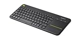 Logitech K400 Plus Kabellose Touch-TV-Tastatur mit integriertem Touchpad, Englishes QWERTY-Layout - Schwarz