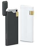LunarFiery 2 Stück Coole Mini Feuerzeug Pocket Pfeifenfeuerzeug Gas Butan Nachfüllbar mit einstellbarer weicher Flamme Tolle Geschenkidee Metall Modern Schwarz/Weiß