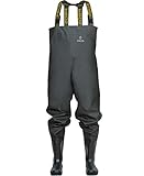 PROS Wathose wasserdichte Anglerhose Fischerhose Dunkles Oliv 48 EU