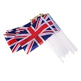 Happyyami 25 Sätze Großbritannien schwenkt Flagge Pan-Flagge britische Flagge Mini Flaggen Haltefahnen Union Jacks tragbar Banner VEREINIGTES KÖNIGREICH. handschwenkende flagge Polyester