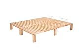 Gigapur Kiefer massiv Holzbett G56, naturbelassen, mit Standardfuß 25 cm Höhe, inkl. Lattenrost und Matratzenbügeln, Liegefläche 180x200 cm Best. aus 2X 90 x 200 cm