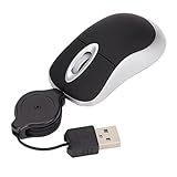 Kabelgebundene USB-Maus, 68 cm Einziehbares Kabel, Tragbare Maus für Computer und Laptops, Kompakte Reisemaus, Verstellbare Kabelmaus