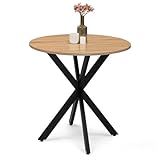 IDMarket - Esstisch, rund, Alix, 2-4 Personen, Spinnenfuß, Holz und Schwarz, 80 cm