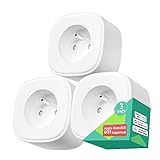 Meross Intelligente Steckdose (FR), 16 A, WLAN-Steckdose, kompatibel mit Alexa, Google Home, 3 intelligente Steckdosen mit Verbrauchsverfolgung, Sprachsteuerung, Fernbedienung und Zeitfunktion
