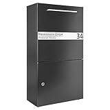 Haussmann Paketbriefkasten 400 Protect mit Namensschild, Paketkasten, Briefkasten groß, Postbox, geschützt vor Regen, kontaktlose Zustellung, fertig montiert, robust