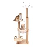 Kratzbaum für Große Katzen, 132 cm Stabiler Kratzbaum, mit Verbreiterter und Verdickter Bodenplatte, Katzenturm für ausgewachsene Katzen, Hochwertige Katzenbäume