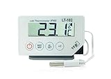 TFA Dostmann LT-102 Profi-Digitalthermometer, mit Kabelfühler, wasserdicht IP65,L 87 x B 17 (29) x H 52 (57) mm, Weiß