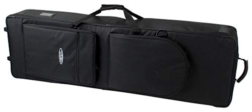 Classic Cantabile Keyboardtasche mit Rollen 129cm schwarz (robuster Gigbag, Innenmaße, 129 x 36 x 16 cm, doppelt gesponnenes und verwebtes Nylongewebe, verklettbarer Tragegriff, 2 große Außentaschen)