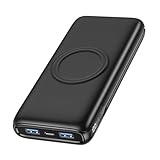Wireless Powerbank 27000mAh Externer Akku: FEELLE 22,5W Schnellladen PD QC 3.0 mit LED Anzeige & 4 Ausgängen Kabellose Tragbares Ladegerät für Smartphones Tablets mehr (Schwarz)