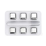Louttary 6 Stück Edelstahl Eiswürfel Set Weinkühlung Chilling Rock Bar Tool für Whiskey Wine
