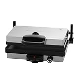 Kochmaster Chromax Kontaktgrill, Türkische Pizza Lahmacun Zubereiter, Sandwich Toaster, Antihaftbeschichteten Platten, 2300W, Elektrischer Tischgrill, Edelstahl,