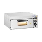 Royal Catering RCPO-2000-1PE Pizzaofen elektrisch 2000W 1 Kammer Pizzabackofen Pizza Ofen Schamotte Schamotteboden