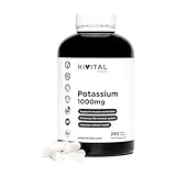 Kalium 1000 mg aus organisches Salz von Kaliumcitrat. 240 vegane Kapseln für eine fast 3-monatige Kur. Essentielles Mineral für den Körper. Hergestellt von HIVITAL