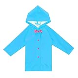 Petalum Wasserdichte Jacke für Kinder, Mädchen, Regenmantel mit Kapuze, Dinosaurier-Form, Regenjacke, mit Aufbewahrungstasche, für Kleinkinder von 2 bis 10 Jahren, blau, 7-8 Jahre