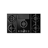 Elica PRF0196341, Gaskochfeld mit integrierter Dunstabzugshaube NIKOLATESLA FLAME EVO BL/A/88, Black