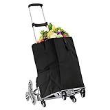 Treppensteigwagen, Faltbarer Transportkarre Treppensteiger Handwagen Max Tragfähigkeit 75kg mit ausziehbaren Griffen & Expanderseil & 4 Universalrad, Handkarre für Möbel, Gepäck
