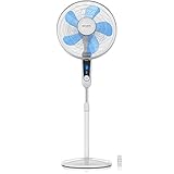 Brandson - Standventilator Silent mit Fernbedienung und Display - mobiler Lüfter - Oszillation 80° - 60 Watt - Ventilator leise - Höhe verstellbar 115-134 cm - Kopf um 35°d neigbar - Generalüberholt