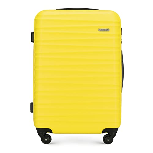 Stabiler Großer Koffer Trolley Koffer Reisekoffer von Wittchen Gelb ABS Hartschalen Trolley 4 Rollen Kombinationsschloss