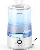 Homvana Top-Fill Luftbefeuchter für Schlafzimmer, 3,6 Liter, 360 Grad, kalter Nebel, 34 h, langlebig, leise 16 dB, kleiner Diffusor für ätherische Öle