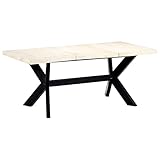 Sufrk Esstisch Weiß 180 x 90 x 75 cm Esszimmertische Wohnzimmer Tisch Dining Tables Tische Massivholz Mango