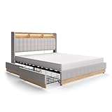 VitaliSpa Polsterbett Nura, Funktionsbett, Grau, 160x200 cm mit Matratze