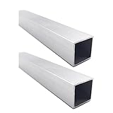 Kwweeoo Aluminium-Vierkantrohre, 2 Stück, 25 mm x 25 mm x 500 mm, lange Wandstärke 2 mm, 2 Stück, Aluminium-Struktur-Vierkantrohre, 2 Stück