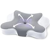 JINXIA Nackenstützkissen zum Schlafen, ergonomisches orthopädisches Nackenstützkissen, Memory-Schaum-Kissen mit abnehmbarem Kissenbezug für Seiten-, Rücken-, Bauchschläfer, Grauweiß