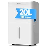 Kresico Luftentfeuchter elektrisch 20L, Entfeuchter elektrisch, Luftentfeuchter Keller für Räume bis zu 150m³/50m², Raumentfeuchter elektrisch 39dB mit Ablaufschlauch, Filter, Timer, 10 J. Gar.