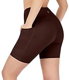 Nirlon NirLUX Yoga-Shorts für Damen, butterweiche Damen-Trainingsshorts für Fitnessstudio und Yoga, Biker-Shorts mit Taschen, Rum-Rosine, 46