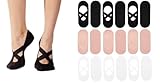 Melankoli Rutschfeste Socken für Mädchen, 6–8 Jahre, für Pilates, Yoga, Tanz, Ballett, 9 Paar Yoga-Style (3 rosa, 3 schwarz, 3 weiß), 6-8 años