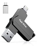 USB Stick für iPhone 256GB MFi Zertifiziert 3 in 1 USB 3.0 Lightning External Memory Type C Photostick Speicherstick für iPhone/iPad/iOS/Android/Mac/PC - Externe Speicher (Schwarz)