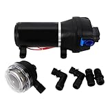 12V Membranpumpe Selbstansaugend Wasserpumpe Hochdruck Wasserpumpe 17L/Min 120W 40PSI Selbstansaugende Pumpe mit Druckschalter für Wohnmobil Wohnwagen Reinigung Waschen Gartenbewässerung