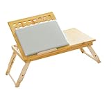 Laptop-Schreibtisch aus Massivholz, höhenverstellbar, klappbar, mit kippbarer Platte und Schublade, tragbares Frühstückstablett für Bett, Sofa, Couch