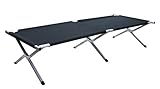 Kronenburg Feldbett XXL, Campingbett 210 cm x 72 cm x 45 cm – Belastbarkeit bis 200 kg - Stahlrohr verstärkt - in Schwarz