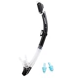 Supertrip Trockenschnorchel Erwachsene Unisex Trocken Snorkel Schnorchel mit Ventil zum Schnorcheln Schnorchelrohr mit weichem Mundstück Ohrstöpsel (Schwarz)