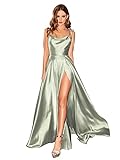 Babyonline D.R.E.S.S. Abendkleid, lang, große Größe, Schlitz, sexy, rückenfrei, schick, elegant, Gala-Kleid, Promo, grün, 38