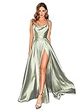 Babyonline D.R.E.S.S. Abendkleid, lang, große Größe, Schlitz, sexy, rückenfrei, schick, elegant, Galakleid, grün, 38