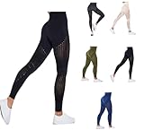 Anti Cellulite Kompressions Gestreifte Nahtlose Leggings Damen, Po-Push-Up Hose Sexy, Yogahose High Waist Booty Scrunch Butt Mode-Leggings Für Sport Gym (Reines Schwarz,S)