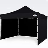 BRIMO Pavillons & Partyzelte 100% Wasserdicht mit 3 Seitenteilen - 5 Jahre Garantie (3x3 m, Schwarz)