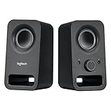 Logitech Z150 PC-Lautsprecher, Stereo Sound, 2 Lautsprecher, 6 Watt Spitzenleistung, 3,5 mm Eingang, Regler am rechten Lautsprecher, Kopfhörerbuchse, EU Stecker, PC/TV/Handy/Tablet - Schwarz