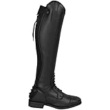 RL24 - Winter Reitstiefel für Damen Calgary – warme Damenstiefel zum Reiten – Stiefel aus Kunstleder mit Teddyfell & Reißverschluss – Winterstiefel in schwarz – Gr. 37 weit