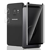 Jaavkkma 1 Stück Sichtschutz Schutzfolie für Samsung Galaxy S9 Panzerglas + 2 Stück Kamera Schutzglas, Härte 9H/Anti-Spy, Displayschutzfolie für Galaxy S9 - Privacy Gehärtetes Glas