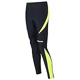 Airtracks Herren Thermo Laufhose Lang Pro - Winter Funktions Running Tight - Warm - Atmungsaktiv - Reflektoren - schwarz - neon - XL - Herren