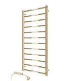 Elna Handtuchheizkörper Gold – 205W – 100 x 530 mm – Elektrisch – Für Hotels, Ferienwohnungen & Studios – Kompakt & Elegant – Edelstahl – Mit Thermostat & Timer – IP44 – Wandmontage