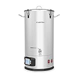 Klarstein Maischfest - Bierbrauset, Maischekessel, Bierbrauanlage mit 2 Stufen: 1500/3000 W, Bier Brauen 5-teiliges Set, Filtrier-Eimer, Kühlspirale, LCD-Display, Edelstahl, 25 Liter, Edelstahl