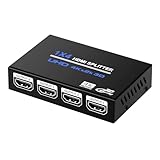 PNGOS 4K HDMI Splitter 1 in 4 Out Gleichzeitig HDMI Splitter 4 Monitore Mirror HDMI Verteiler 1x4 Unterstützt 4K HD Monitore HDCP1.4