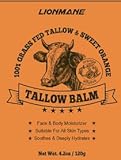 Beef Tallow Creme 120g, Lionmanne Rindertalg für Haut, Bio Beef Tallow, Rindertalg,Bio-Grasgefütterter aufgeschlagener Talgbalsam, Bodycremes, Feuchtigkeitscreme für Gesicht & Körper -Orange